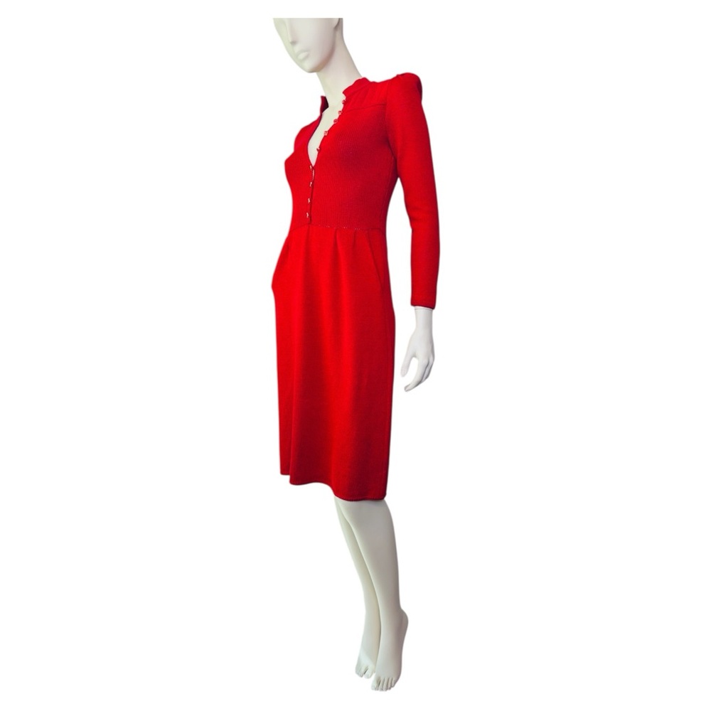 70s/ 80s Vintage Designers St John & Lillie Rubin Red Knit Dress‎ XS - Picture 8 of 12